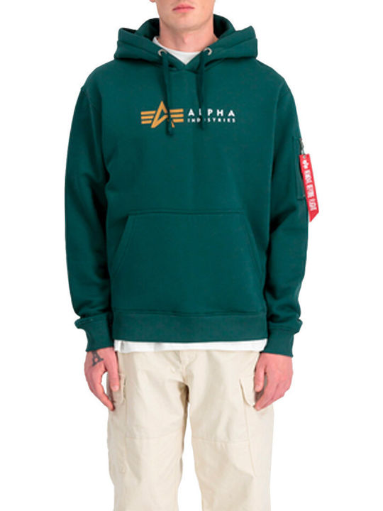 Alpha Industries Φούτερ με Κουκούλα Πετρόλ