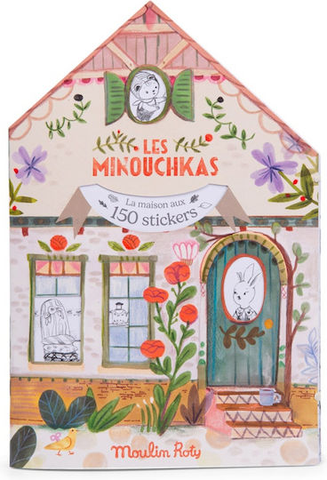 Carte de colorat cu autocolante Les Minouchkas Moulin Roty