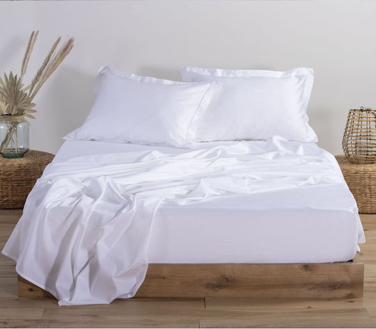 Nef-Nef Homeware Sheet King Size with Elastic 180x200+35cm. Elements 24 White