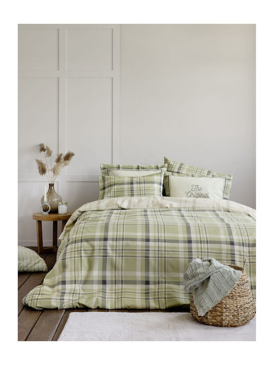Nima Duvet Cover Set Cotton Single with Pillowcase 160x240 Original Green