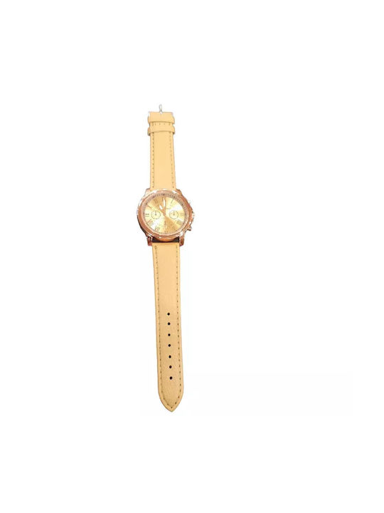 Watch with Beige Leather Strap