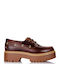 Leather Women's Boat Shoes in Burgundy Color