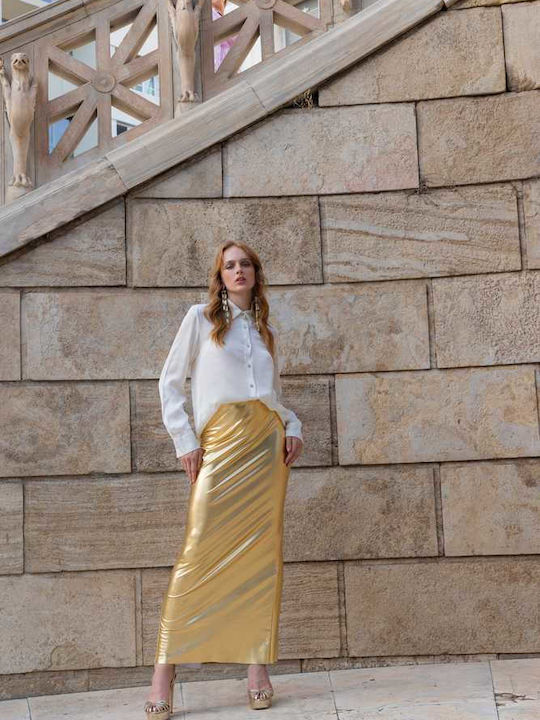 C. Manolo Maxi Skirt Gold.