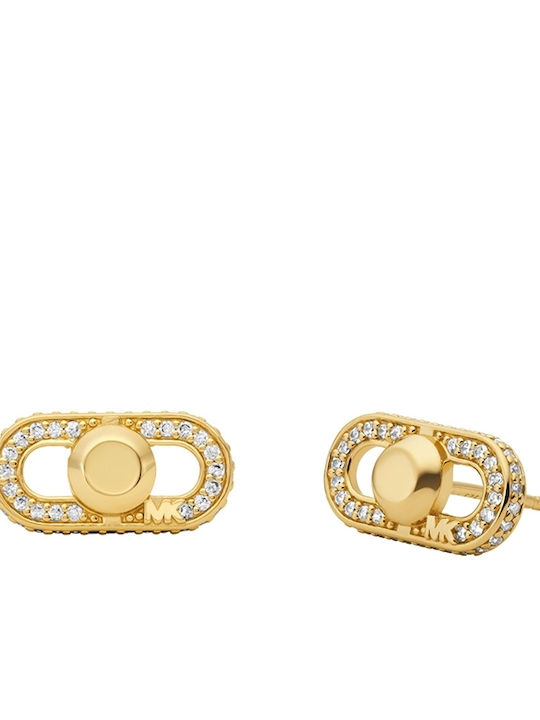 Michael Kors Astor Link Earrings made of Silver Gold Plated with Stones & Pearls