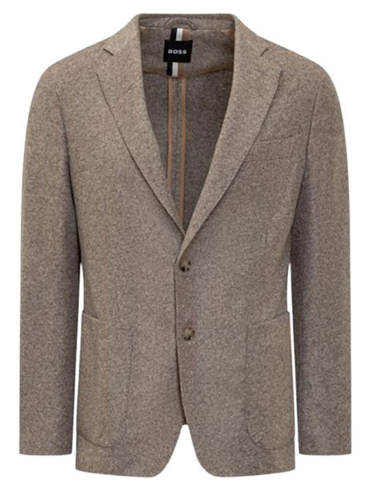 Boss Men's Suit Jacket with Slim Fit Beige