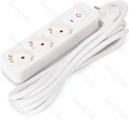 Aigostar Power Strip with Surge Protection 3 Positions with Switch and Cable 3m Gray