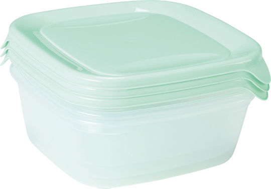 Food Container Set 3 Pcs Square 3x0.8l Fresh&go Green