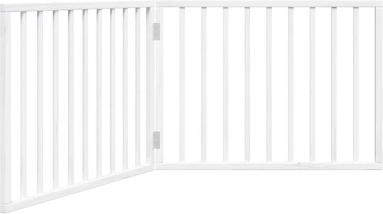 Poartă pliabilă pentru câini 2 panouri alb 160 cm lemn de plop alb 80 x 60 x 2 cm