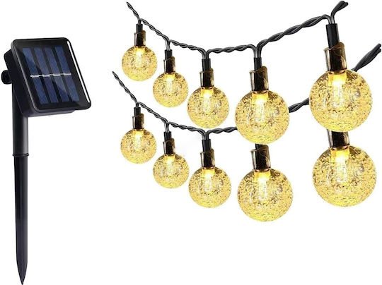 Ghirlandă cu Panou Solar Ubx 12 M Alb Cald Impermeabil Ip44 8 Moduri de Iluminare