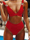 Padded Bikini Set Triangle Top & Slip Bottom Red