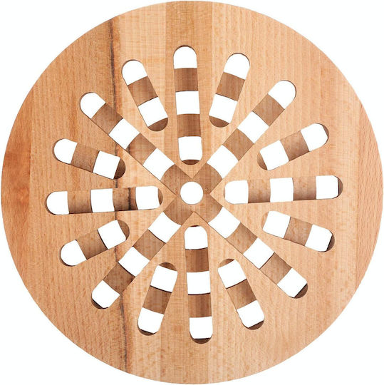 Creative Home Round Hot Pot Holder 19.5 X 19.5 X 1.5 Cm Natural Beech Wood Reversible Protects Table Countertop Heat Resistant Eco-friendly