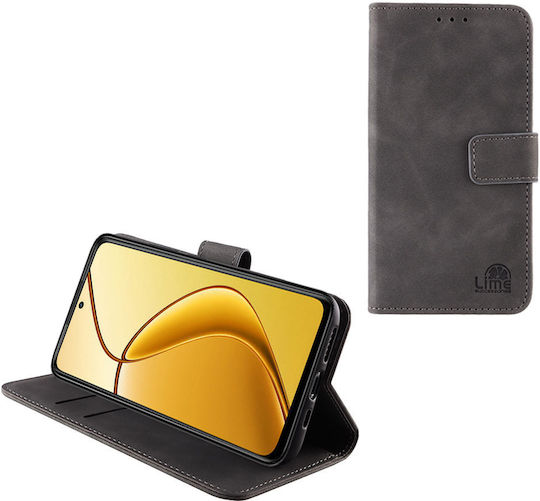 Lime Θηκη Realme 12 5g 6.72" Essential Magnet Book Stand Clip Grey Lime Successories Γκρι Pu Leather