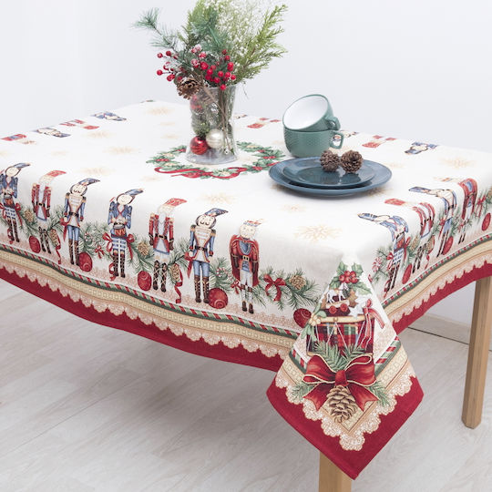 Dimeco Christmas Tablecloth Fabric Red L140xW180cm.