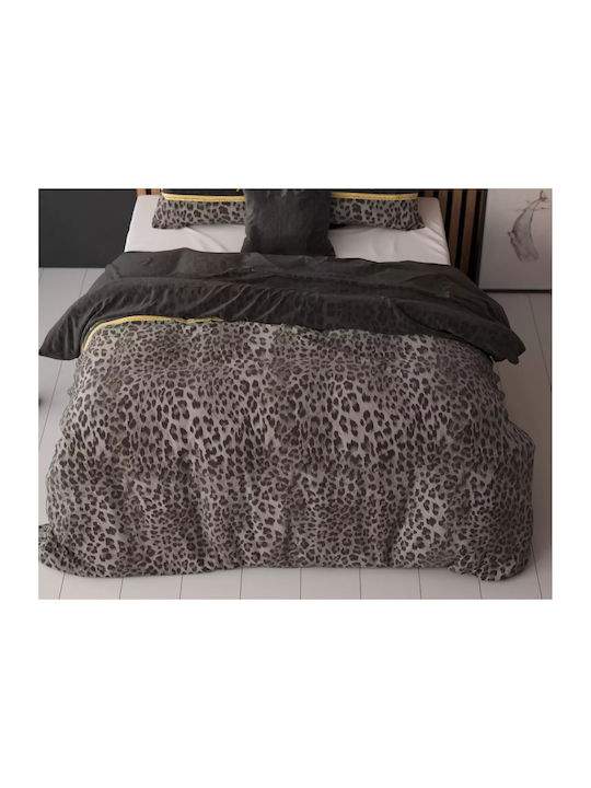 Sleeptime Duvet Cover Set Single with Pillowcase 140x220 Black Velvet-Black Metal