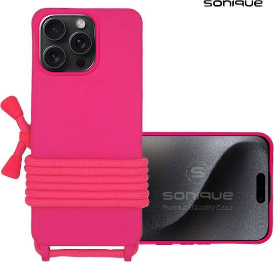 Silicone Case with Lanyard Carryhang Sonique Apple iPhone 16 Pro Fuchsia
