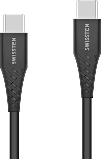 Swissten USB Type-C Silicone 1.5m Fast Charge 60W USB-C Socket Cable Black