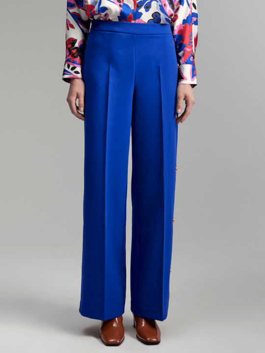 Lola Casademunt Damen Stoff Hose Straight Blau