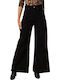 Hoch tailliert Damenjeans Schlaghose in Schlanker Passform Schwarz