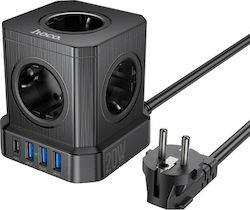 Hoco PowerCube 5 Positions with USB-C and Cable 2m