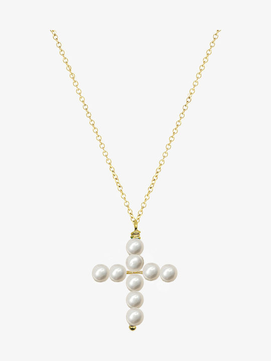 Kreuz aus Vergoldetem Silber mit Kette