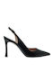 Leder Pumps mit Riemchen & hoher Absatz Schwarz
