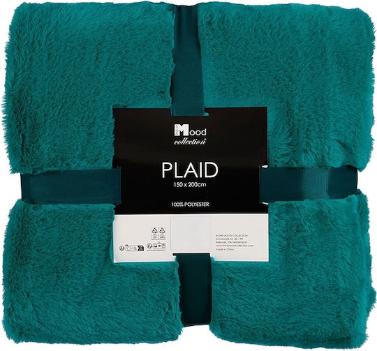 In the mood Collection Furry Blanket Single 150x200cm Petrol