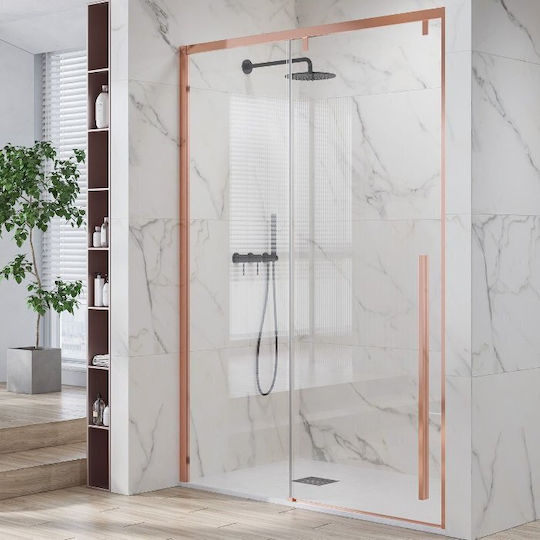 Karag Santorini 400 Rosa Duschwand für Dusche mit Schieben Tür 70x200cm Klarglas Oro