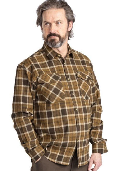 Langärmlig Flanell Hemd H.olive/khaki