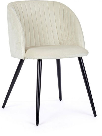 Queen Dining Room Velvet Chair Ecru 53x57x81.5cm 2pcs