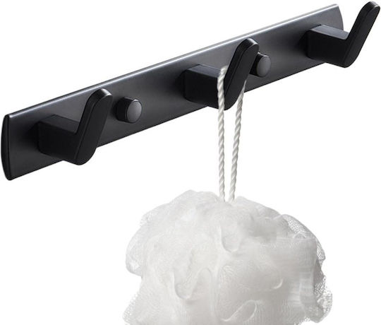 Triple Wall-Mounted Bathroom Rail 24.5x3.5cm Black Triple Wall-Mounted Bathroom Rail 24.5x3.5cm Black