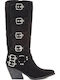 Black Western Boots with Decorative Buckles