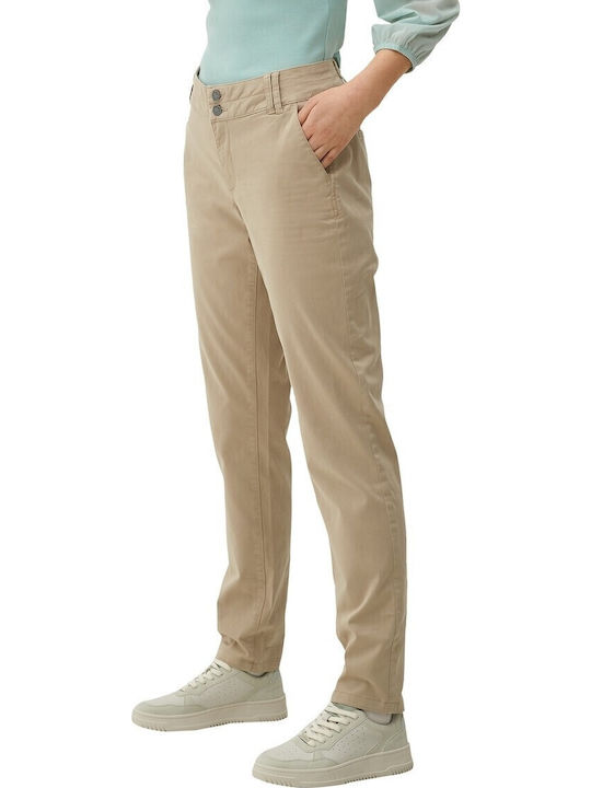 Damen Stoff Hose in Geradem Schnitt Beige