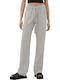 Damen Hoch tailliert Stoff Hose mit Gummizug Light Grey