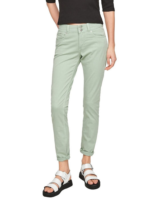 Damen Stoff Hose in Schlanker Passform Green
