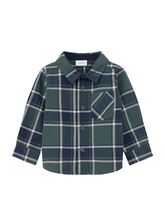 Kids Checked Shirt Long Sleeve Petrol (Item J062)
