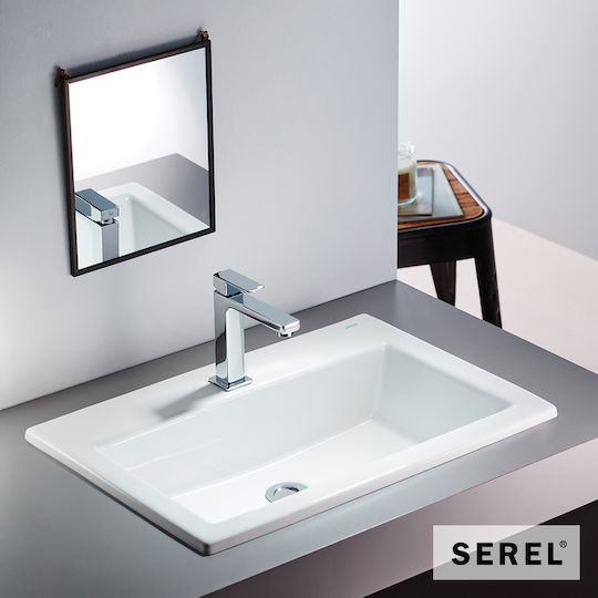 Serel Επικαθήμενος Νιπτήρας Πορσελάνης 60x42cm White