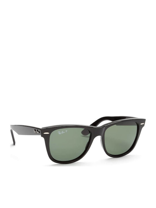 Ray Ban Wayfarer Unisex Ochelari de soare cu Negru Cadru și Verde Polarized  Lentilă RB2140 901/58