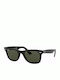 Ray Ban Wayfarer Unisex Sunglasses with Black Plastic Frame and Green Polarized Lens RB2140 901/58