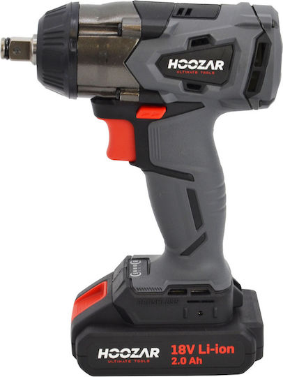 Hoozar Brushless Μπουλονόκλειδο Μπαταρίας 18V 2x2Ah με Υποδοχή 1/2"