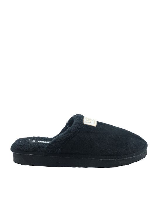 Winter Damen Hausschuhe mit Fell Schwarze