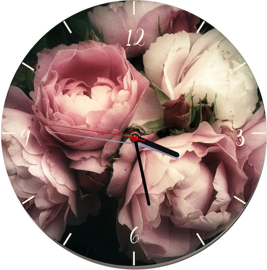Wall Clock Living Room Wall Decoration Room Peonies Flowers 30cm