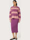 Women's Long Sleeve Sweater Striped Purple