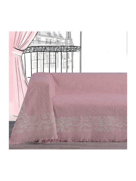 Makis Tselios Home Amazon2 Cuvertură Pentru Canapea De Fotoliu Chenille 180x180 Cm Roz Închis