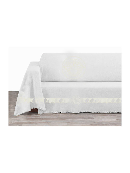 Makis Tselios Home Olympus4 Cuvertură Pentru Canapea 2 Locuri Șenilă 180x250 cm Ecru