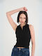 Damen Bluse Ärmellos Black