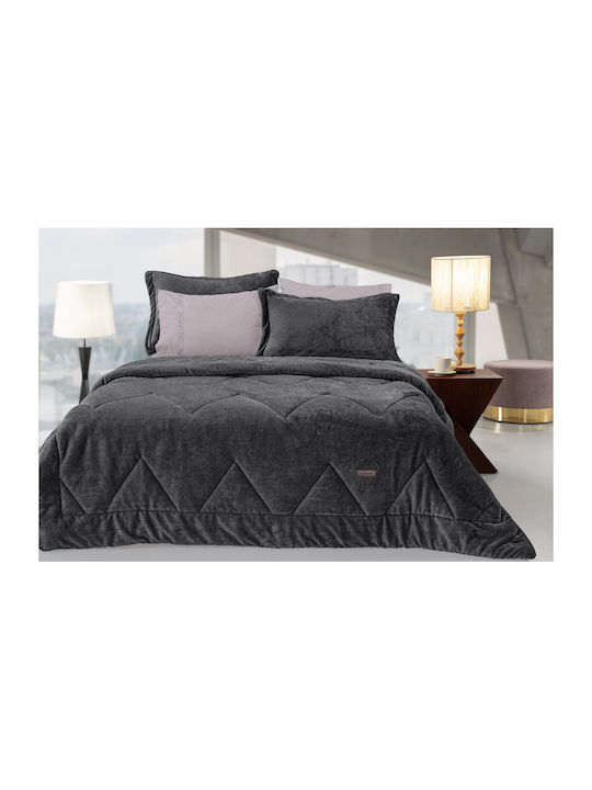 Guy Laroche Duvet Cover Set Queen 240x260cm Drops Anthracite 660Gsm