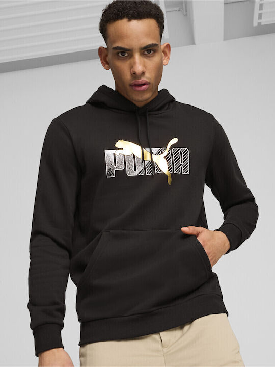 PUMA M Ess+ Logo Sweatshirt with Hood Black