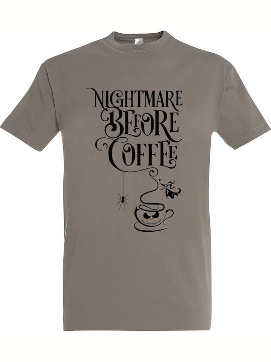 The Nightmare Before Coffee T-shirt Khaki Cotton