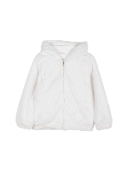 Joyce Kids Fur Coat with Hood White