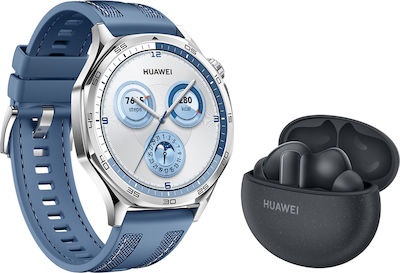 Huawei Watch GT 5 + Δώρο Huawei FreeBuds 5i Black 46mm Αδιάβροχο με Παλμογράφο (Μπλε)